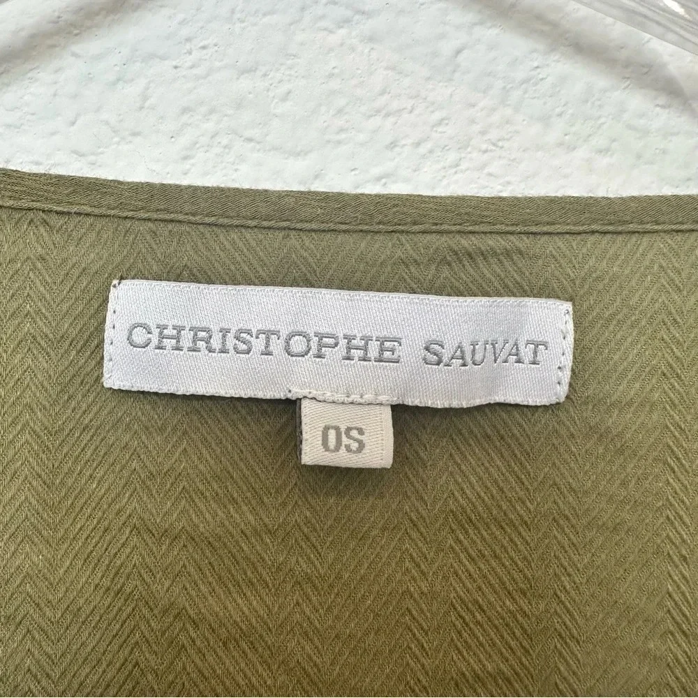 Christophe Sauvat Annie Boho Embroidered‎ Green Poncho With Fringe OS - Picture 5 of 6